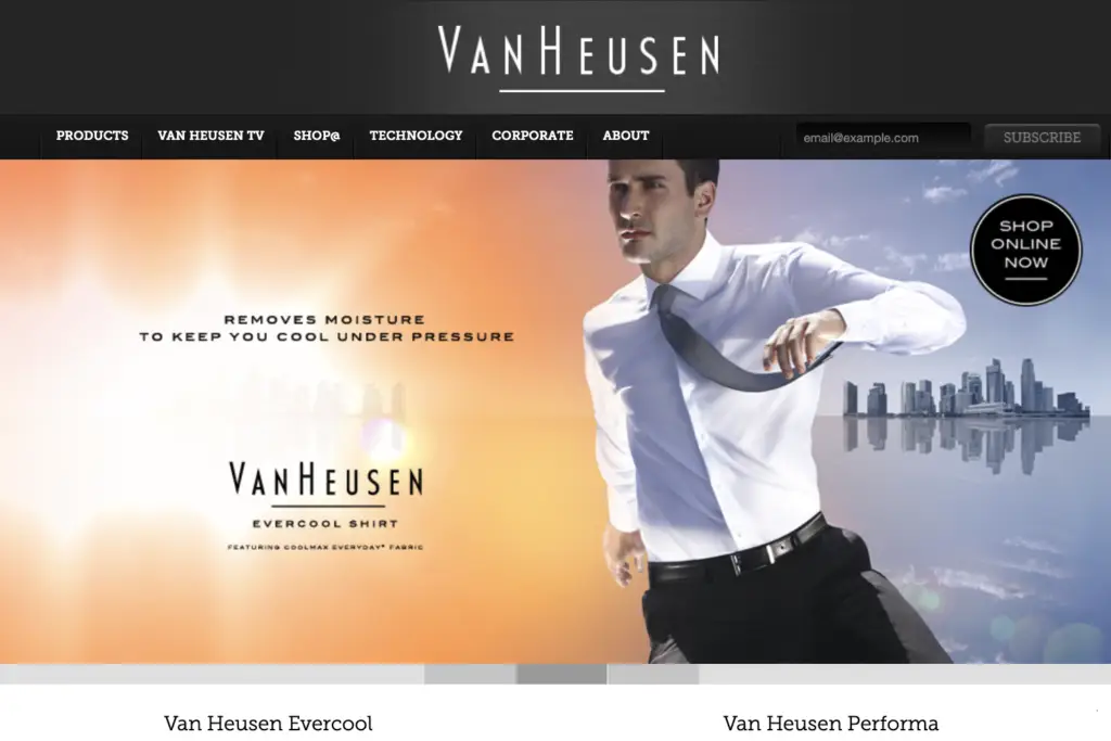 Bespoke Build & Managed Van Heusen Website. 2010 to 2014